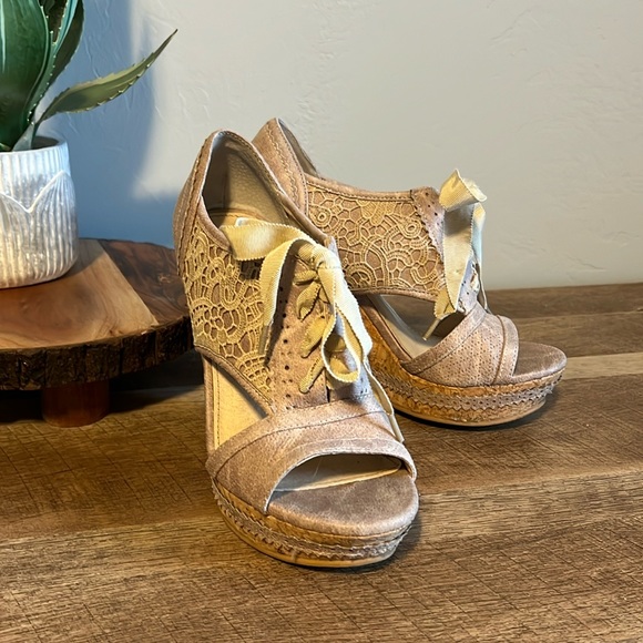 Not Rated Lace Up Wedges - Picture 1 of 4